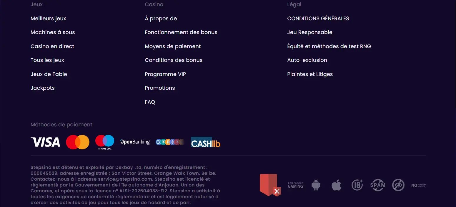 stepsino casino règlement